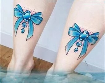 Temporary Tattoo Color Bow Tattoo Blue Bow Tattoo Lace - Etsy