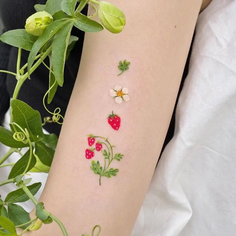 Strawberry Temporary Tattoo Strawberry Seedling Tattoo Plant Etsy