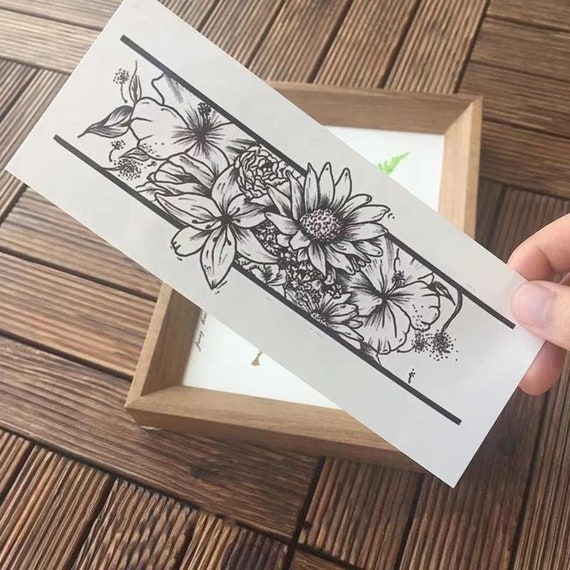 Temporary Black Armband Tattoo Flower Armband Tattoo - Etsy Temporary Black Armband Tattoo Flower Armband Tattoo - Etsy