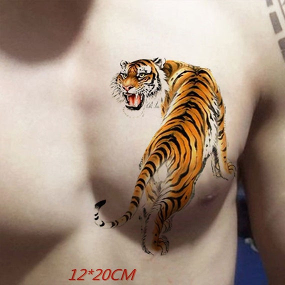 Compre Tatuagem temporária de flor de tigre 3D para mulheres