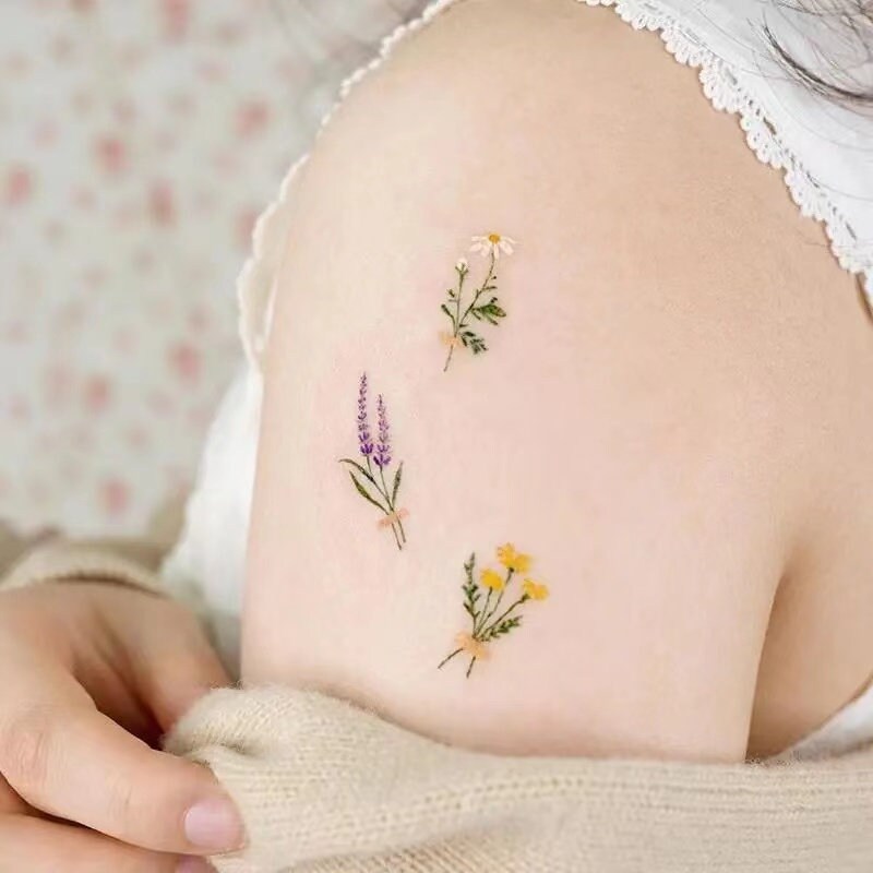 Watercolor Lavender Flower Temporary Tattoos For Women Adult Leaf Lily  Tulip Fashion Waterproof Body Art Painting Tatoos Decal  Temporary Tattoos   AliExpress