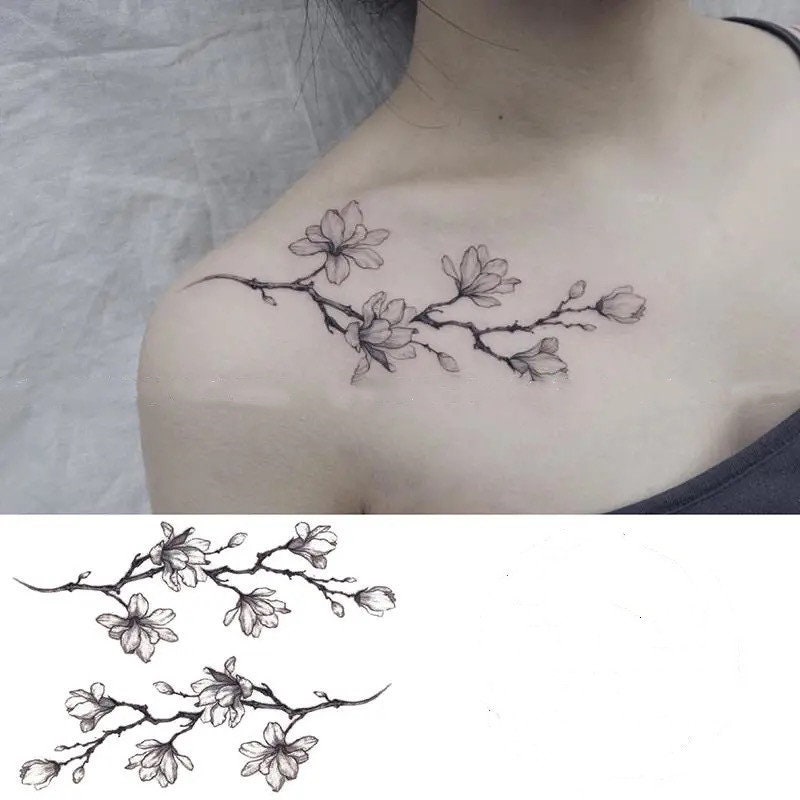 Temporary Wildflower Tattoo Cherry Blossom Temporary - Etsy Israel