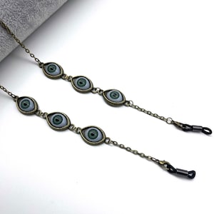 Devil's Eye Glasses Chain, Glasses Chain, Evil Eyes Glasses Chain, Terrible Green Eyes Glasses Chain