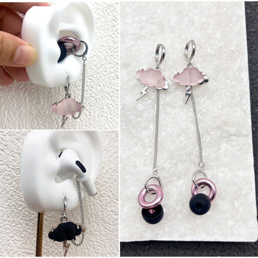 Circular Earplug Cloud Pendant Earrings, Airpods Loss Prevention Earrings, Sensory Earrings