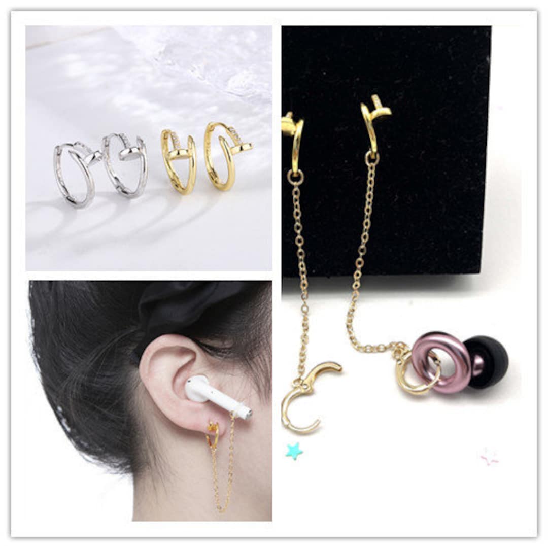 S925 Sterling Silver Round Earplug Earrings, Earplug Fixer, Airpods Loss Prevention Earrings