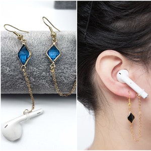 14K gold-plated diamond glass pendant AirPods anti-drop earrings/AirPods anti-slip chain/gem pendant AirPods jewelry/AirPods bracket