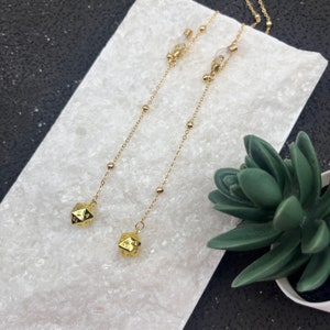 Double sided dice pendant glasses chain/gold-plated chain/dice pendant glasses chain