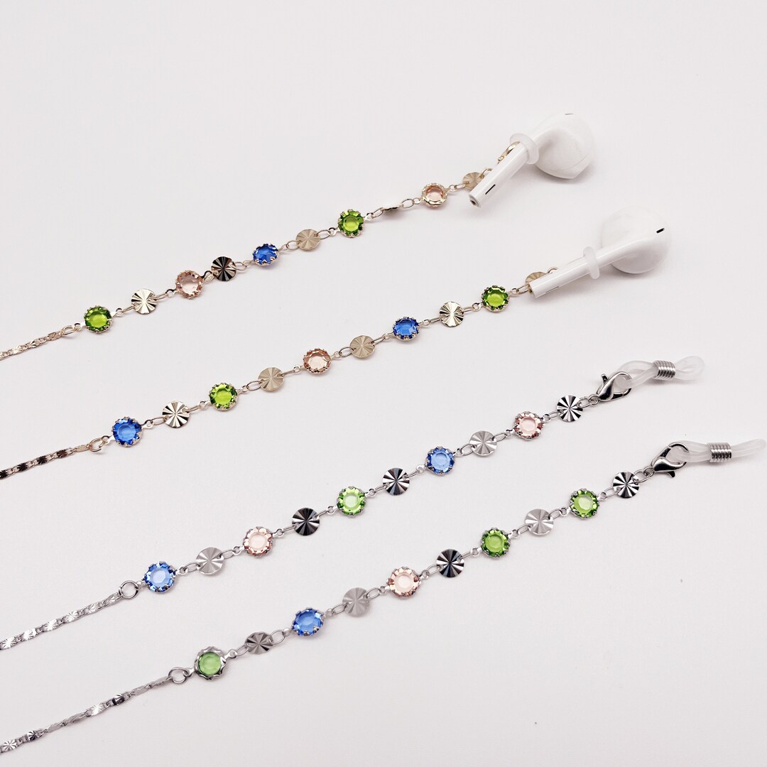 Crystal Glass Beaded Glasses Chain/mask Chain/gem Glasses Etsy