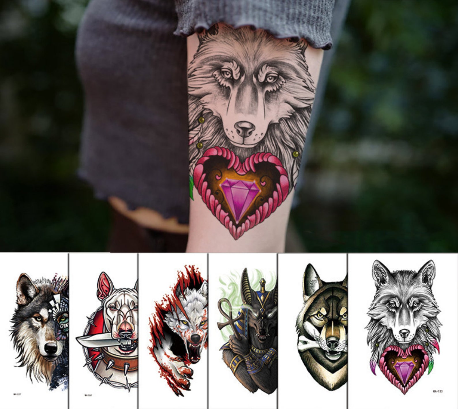 Tier Temporary Tattoos Wolf Temporäre Tattoos wasserfester Etsy