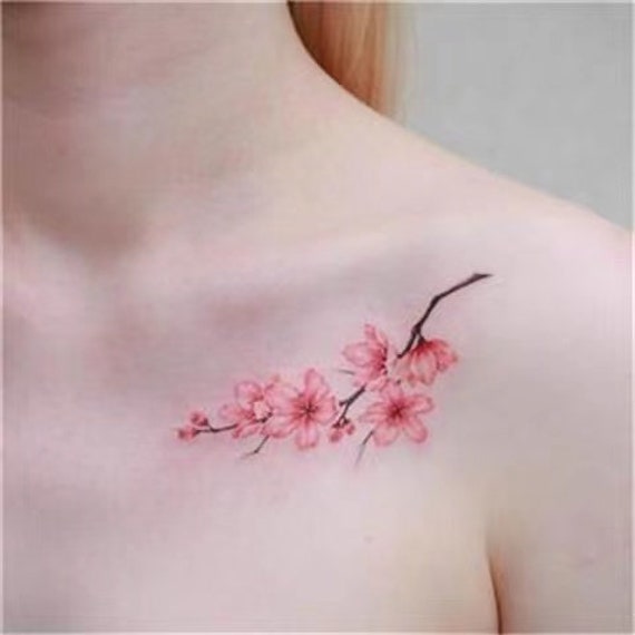 2pcstemporary Flower Tattoo Pink Cherry Blossom Tattoo - Etsy Australia