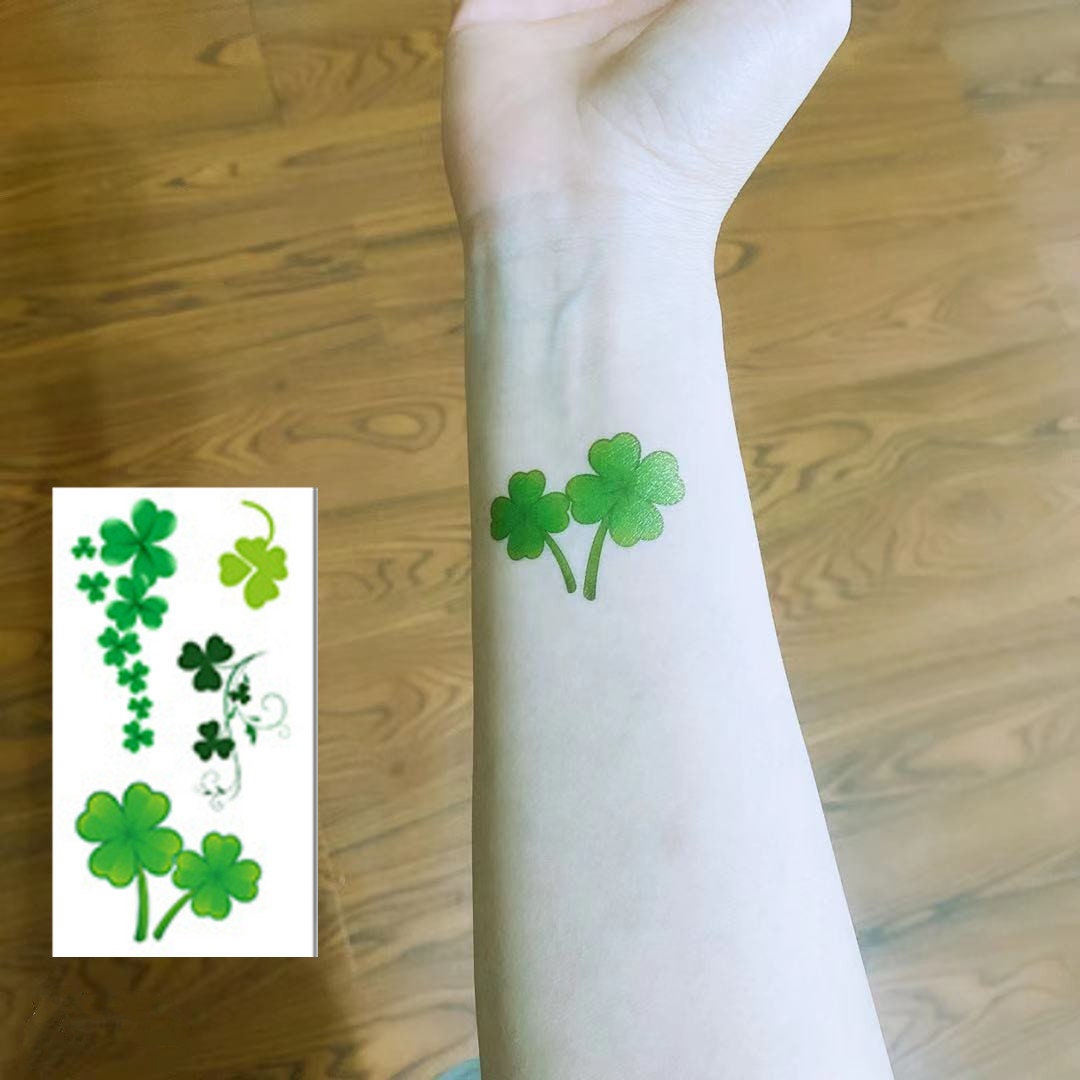 Ireland Four Leaf Clover Temporary Saint Patrick's Day Fake Tattoo Sticker  