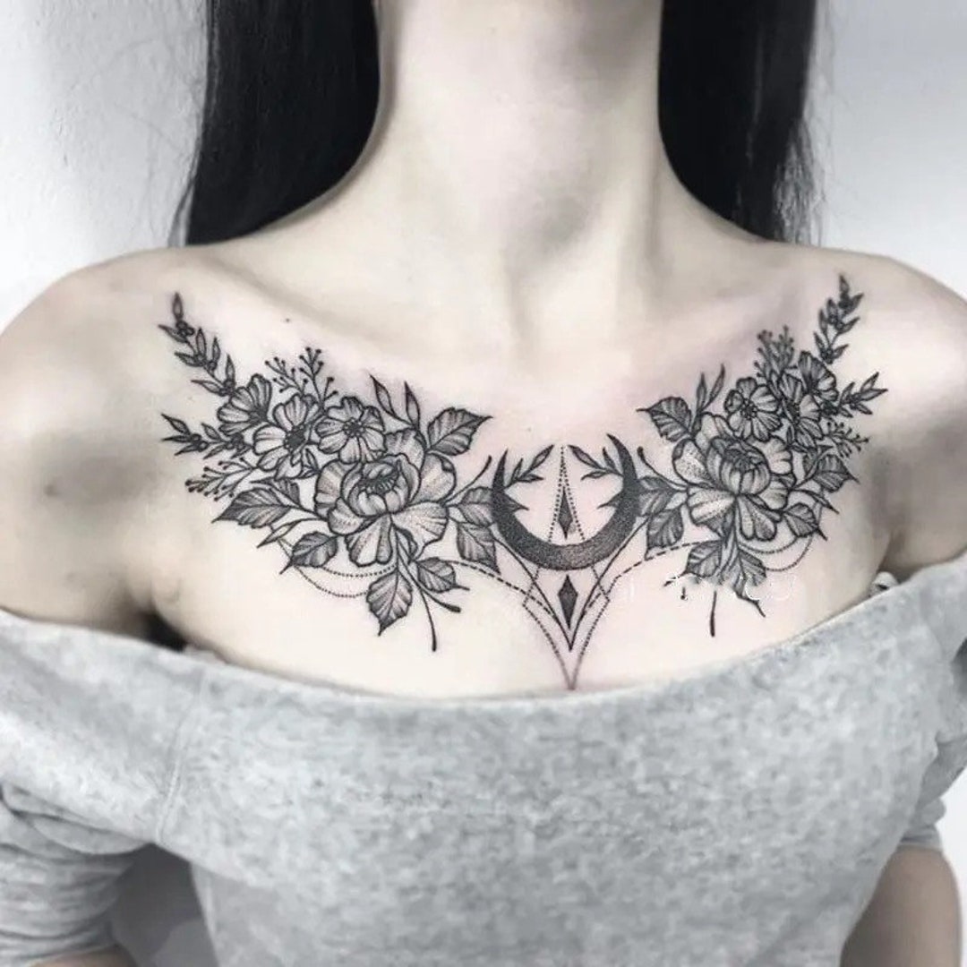 Flower Large Pattern Tattoo Chest Tattoo Sexy Chest Tattoo - Etsy Flower Large Pattern Tattoo Chest Tattoo Sexy Chest Tattoo - Etsy