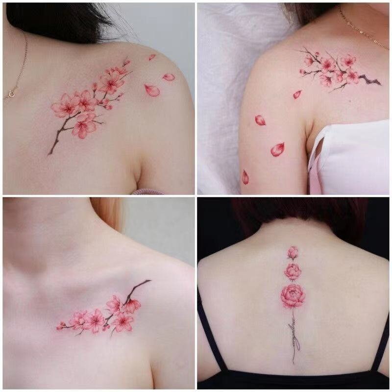 1 Set of 13 Temporary Flower Tattoos Pink Cherry Blossom - Etsy