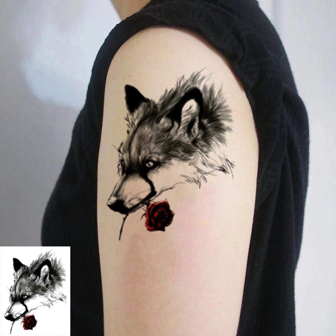Temporary Animal Tattoo Wolf Head Tattoo Ferocious Animal - Etsy Norway Temporary Animal Tattoo Wolf Head Tattoo Ferocious Animal - Etsy Norway