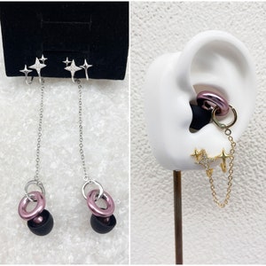 Earrings suitable for circular earplugs, S925 sterling silver cross star earrings, sensory earrings, concerts, autism accessories