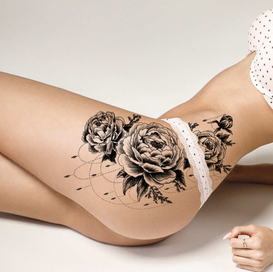 Floral Sexy Temporary Tattoos on Hips Thighs and Sides of the - Etsy Canada