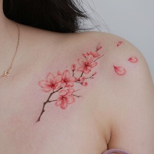 2pcstemporary Flower Tattoo Pink Cherry Blossom Tattoo - Etsy