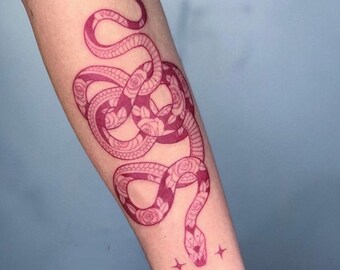 Snake Temporary Tattoo Red Snake Temporary Tattoo Black Snake Etsy Ireland