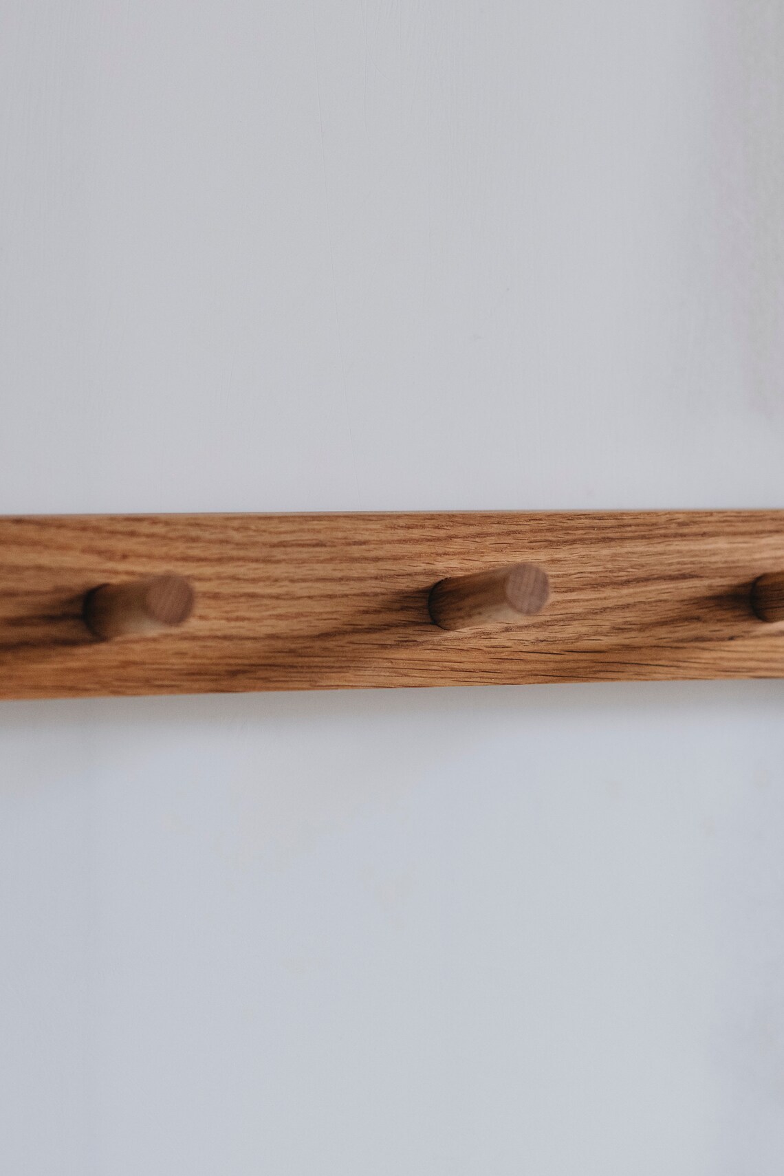 Simple Hanger Oak Wood Peg Rail Coat Rack Hook Wall Etsy