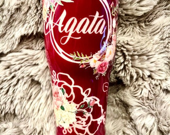 Custom Glitter Flower/Rose Tumbler