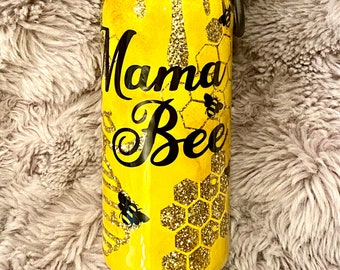 Custom Peek-a-boo Glitter Bee Tumbler (Mama Bee & Bee Kind)