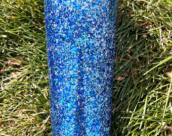 Blue and White 24oz Glitter Snowglobe Tumbler