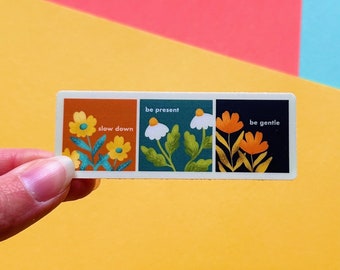 Slow Down Rectangle Floral Sticker