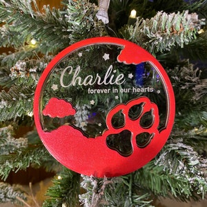 Beautiful Personalized Dog Memorial Ornament in Remembrance of your Loving Companion.