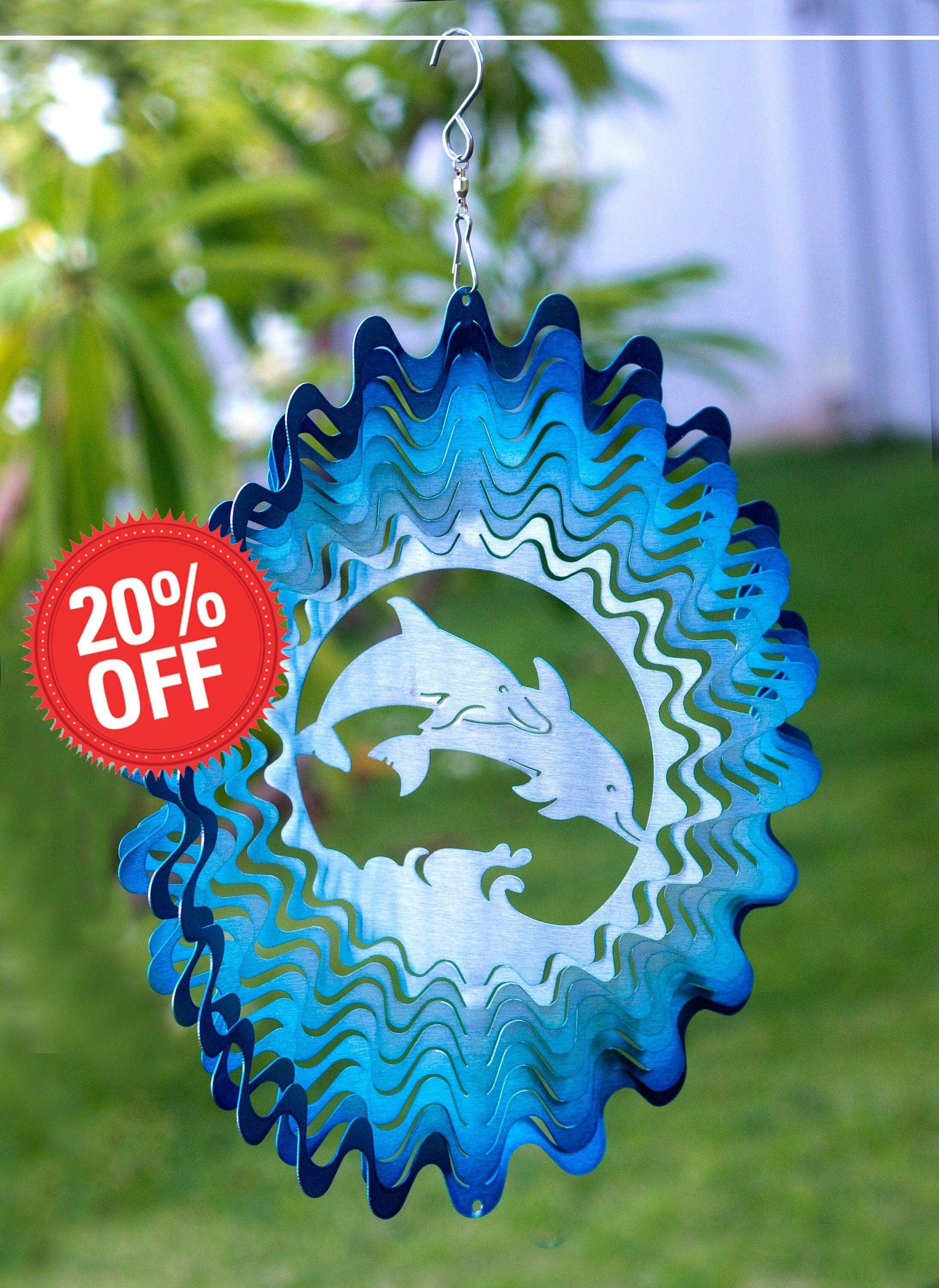 Buy ISEO Dolphin Wind Spinner 12 Inches Metal Wind Chimes for