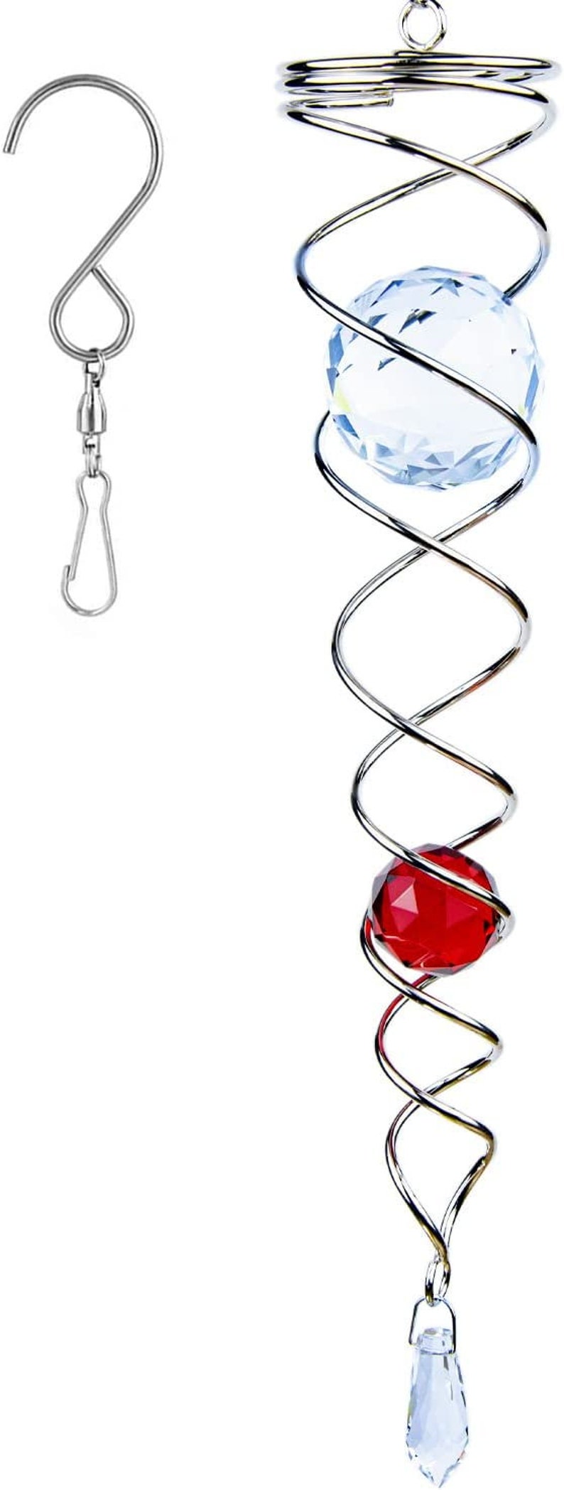 Spiral Crystal Ball Wind Spinner 2x Crystal Glass Orb Etsy