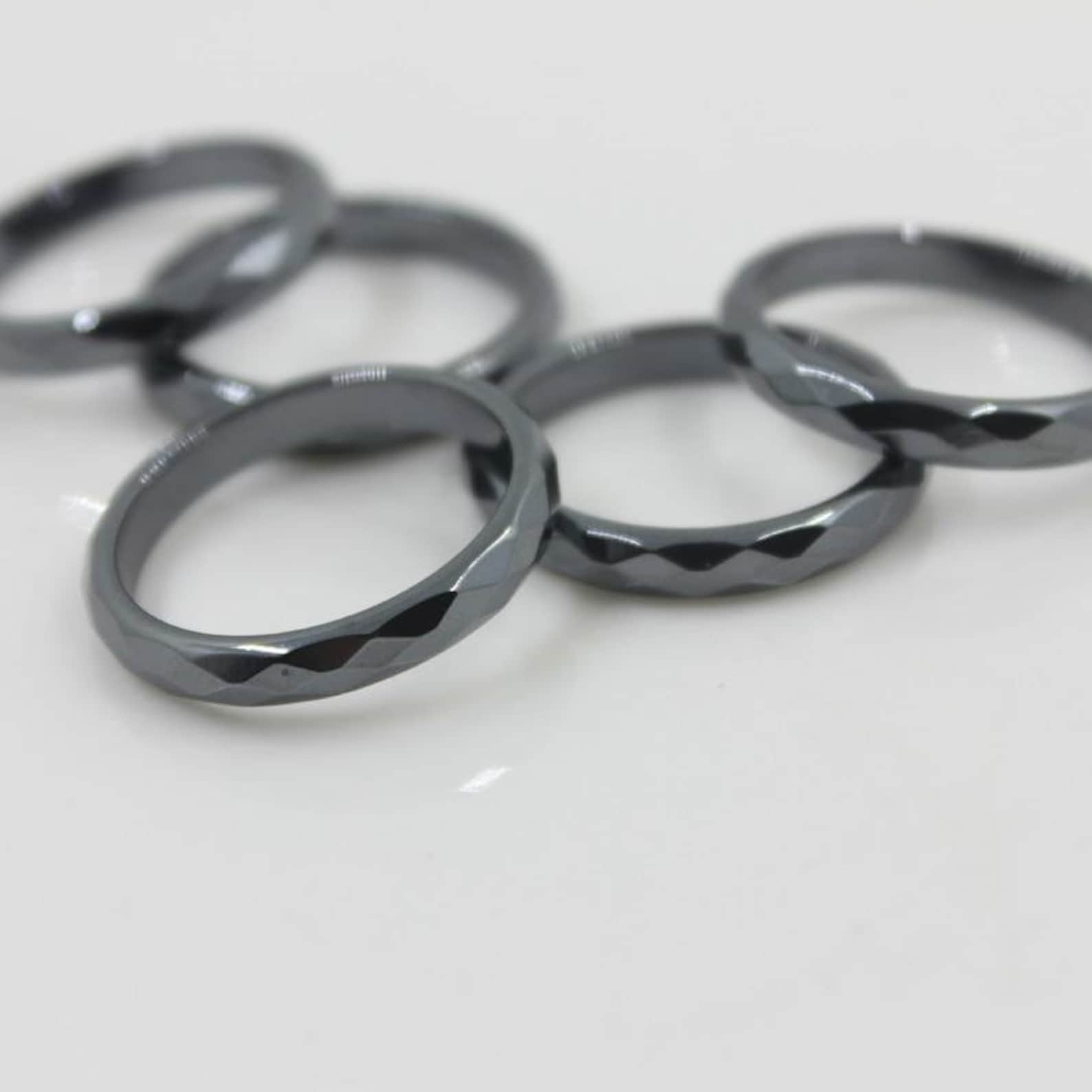 Hematite Ring 4 mm Width Faceted Hematite Ring 1 Piece Etsy