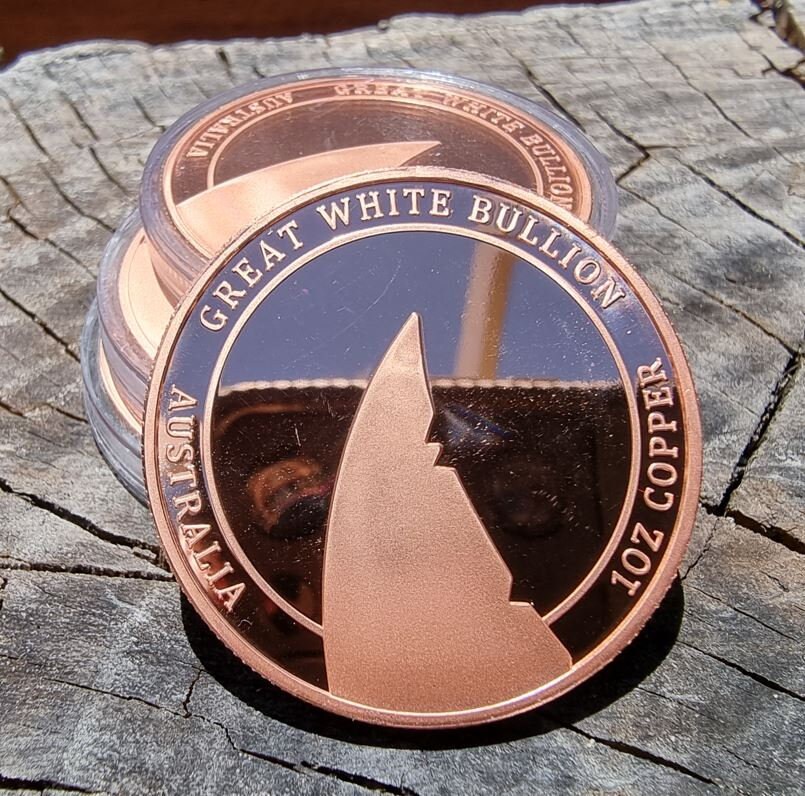 1 Troy Ounce Copper Coin - Great White Bullion - Australian Blue Tongue Lizard Design