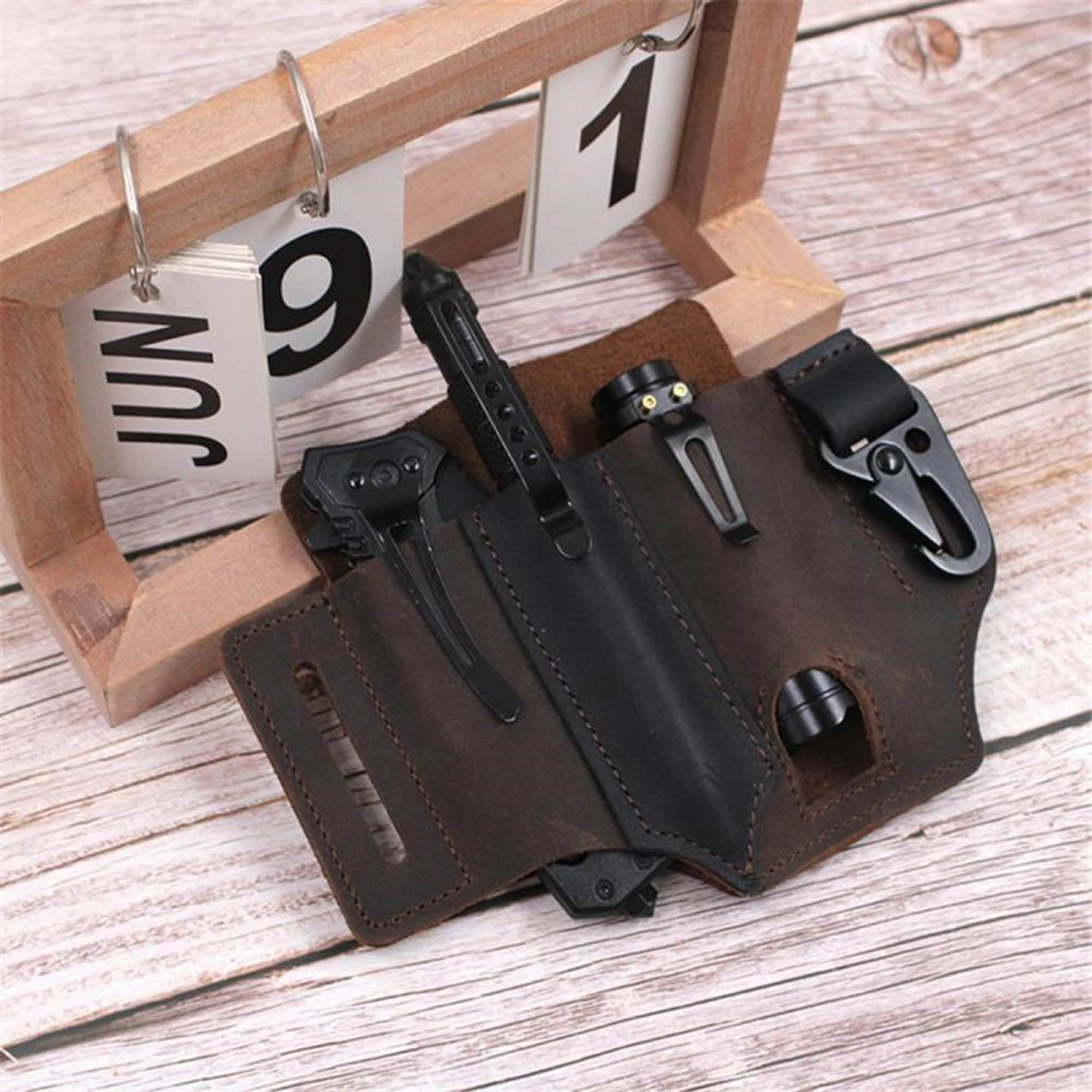 EDC Genuine leather storage pocket Leather Holster Multi Tool Etsy