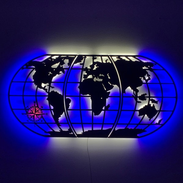 Led World Map Etsy