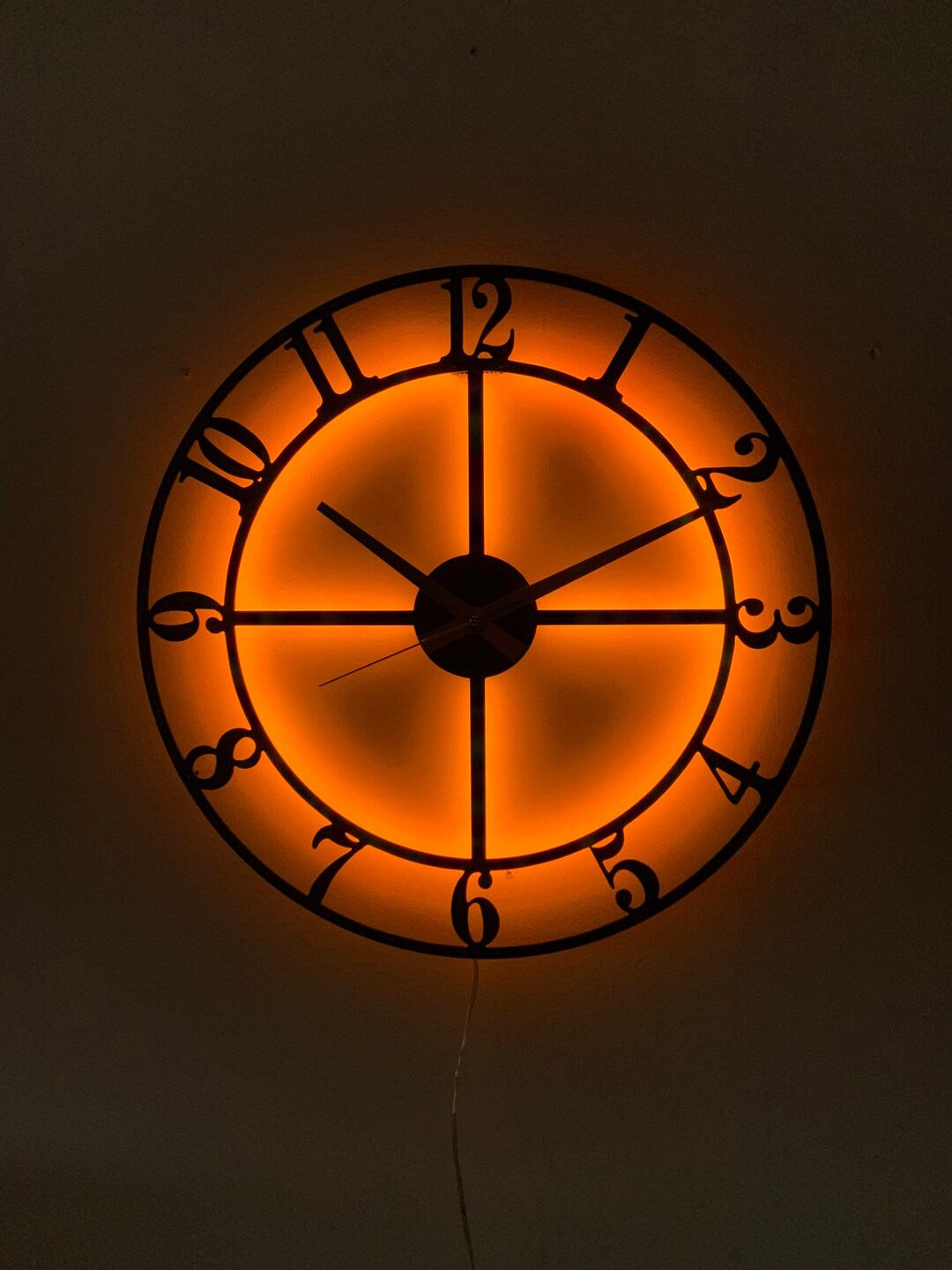 Led Metal Wall Clock Clocks for Wall Lighted Clock Bedside Etsy