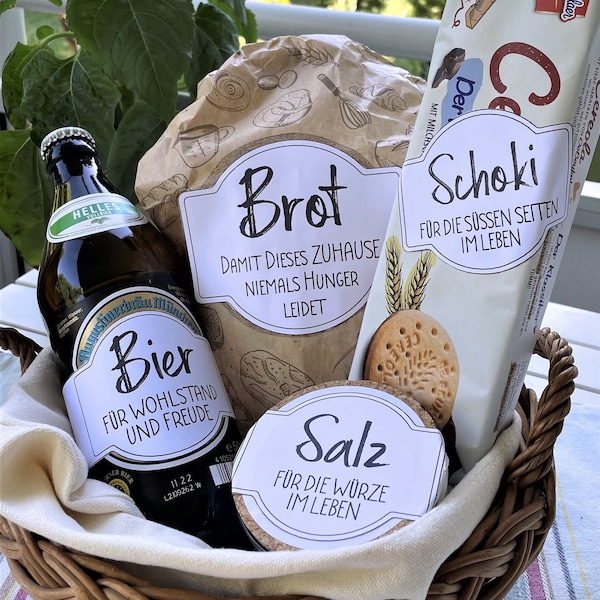 Für Bierliebhaber zur Einweihung: Etiketten Salz, Brot, BIER, Schoki | Einzugsgeschenk | DOWNLOAD