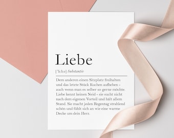 Karte LIEBE | Geschenk Valentinstag, Hochzeitstag | Postkarte zum Jahrestag | Geschenk mit oder ohne Umschlag