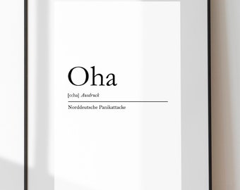 Definitieteken: Oha | Grappige poster | Afdrukbaar | Posterafdruk | Digitaal printen | Kunst aan de muur | Downloaden