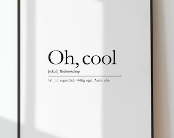 Definition Oh, cool | Lustiges Poster für die Küche | Printable | Posterdruck | Digitaldruck | Wall Art | Download