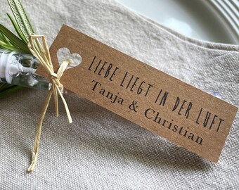 Wedding tags | Love is in the air | Personalized with names of the bride and groom | Boho wedding