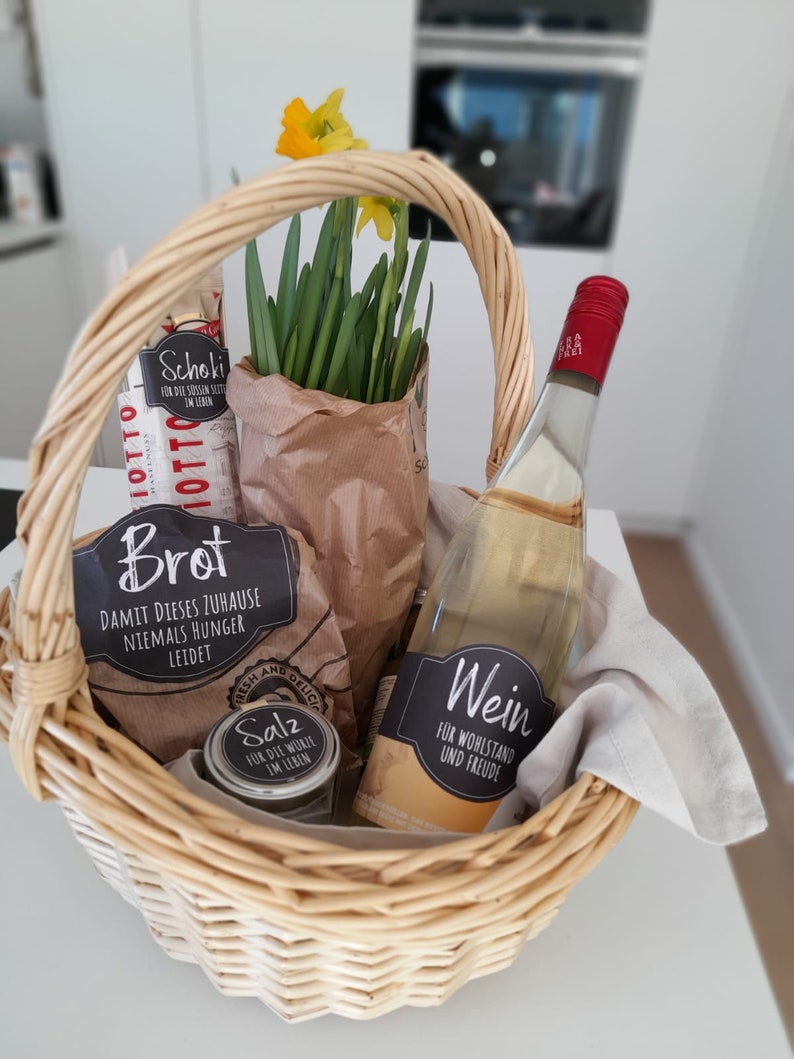 Etiketten Brot Salz Wein Schoki Einzugsgeschenk - Etsy España