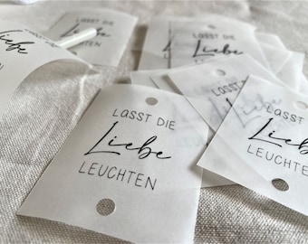 Lasst die Liebe leuchten oder LET LOVE GLOW für Wunderkerzen Hochzeit | Schilder für Knicklichter | Wedding | Boho Hochzeit