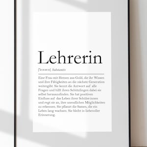 DOWNLOAD Karte/Poster Abschied Lehrerin | Definition Sign | Abschiedsgeschenk Grundschule
