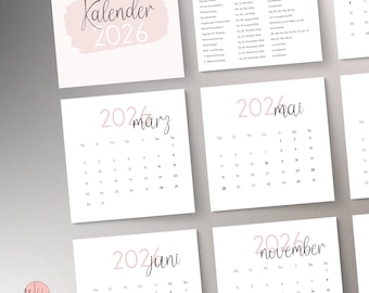 Calendario de escritorio 2026 para imprimir | Calendario 2026 en alemán | Calendario anual 2026 con festivos | Calendario 2026 en PDF | Calendario alemán en PDF