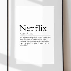 Definition Sign: Netflix | Funny Poster | Printable | Poster Print | Digital Print | Wall Art | Download