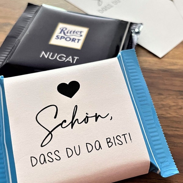 Nice that you're here! | Banderole for Mini Ritter Sport | WITHOUT chocolate!| Wedding | Guest gift