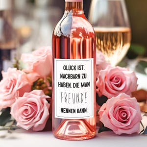 Friends as neighbors! Label for wine bottle as a gift for a new home | Housewarming gift | DOWNLOAD to print