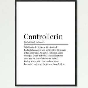 Definition Controllerin | Definition Sign | Beruf Poster/Karte zum DOWNLOAD