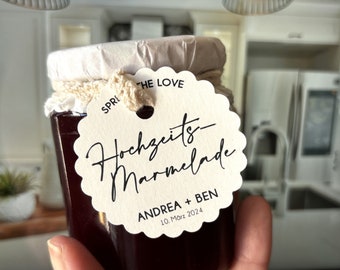 Hochzeitsmarmelade | personalisierte Anhänger | Etiketten Gastgeschenk