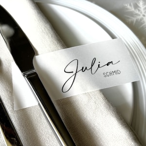 Namenschilder Platzkarten als Deko für die Hochzeit | Taufe | Geburtstag | Jubiläum | besonders elegant auf Transparentpapier